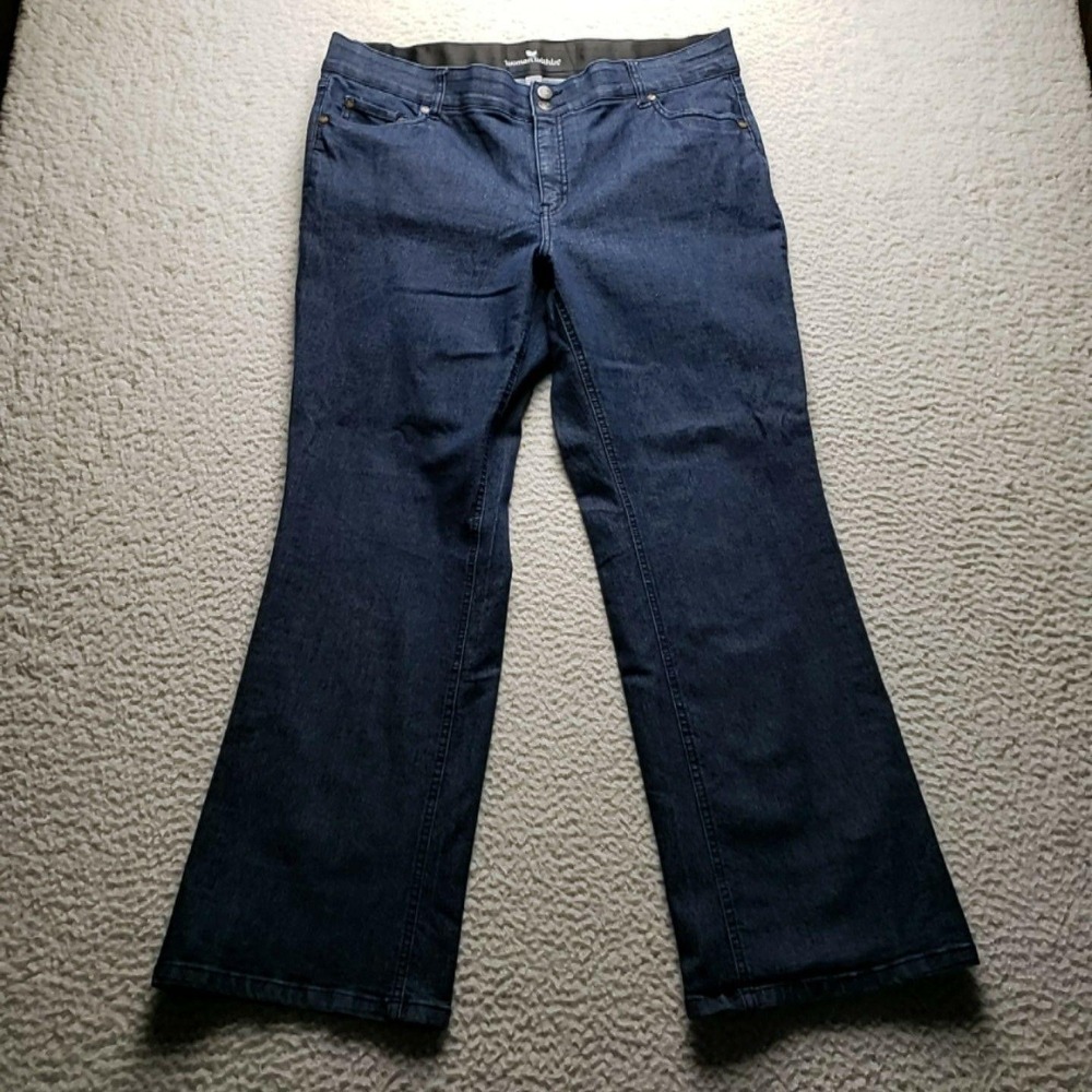 Woman Within Jeans Womens 18P Petite Blue Dark Wash Bootcut Stretch Denim Pants